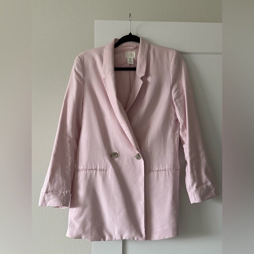 H&M Light Pink Double-Breasted Blazer